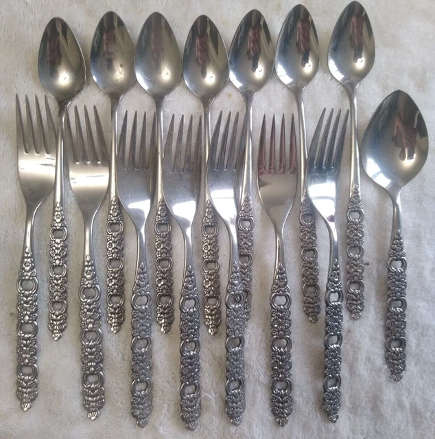 15 Oneida Community Viola Flatware Lot: Dinner Forks & Iced Tea Spoons