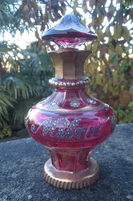 Antique Bohemian Italy Murano Grand Tour Milan Glass Perfume Scent Bottle Flacon