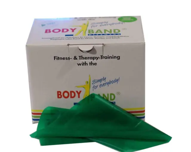 BodyBand grün (stark) als Meterware - Fitnessband Fitnessbänder Gymnastikband