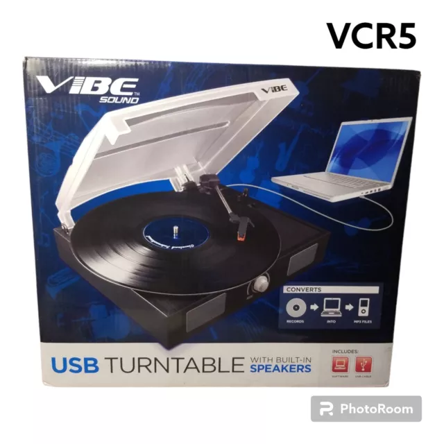 VIBE Sound USB Turntable Vinyl MP3 Audio Record Player Built in Speakers DJ Set