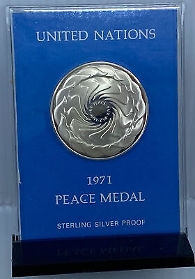 1971 US USA Franklin Mint United Nations PEACE Old Proof Silver Medal i115296