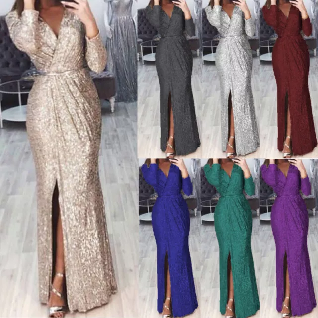 Bodycon Dress Party Dress Maxi Dress Long Sleeve Ball Gown Elegant Solid Sexy~