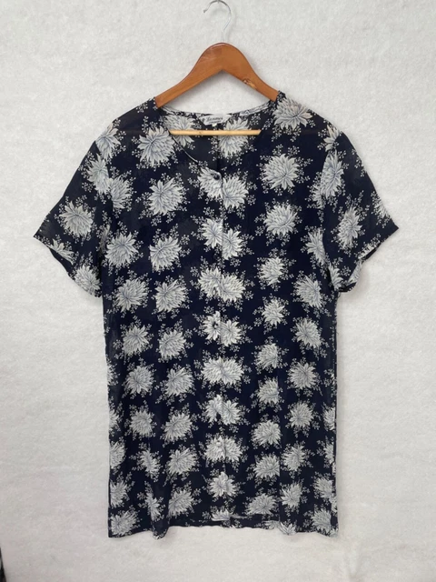 Abito camicetta donna vintage design floreale blu taglia large