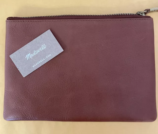 Madewell The Leather Pouch  Clutch NaturalBrown Interior Card Slots, Snap Pocket