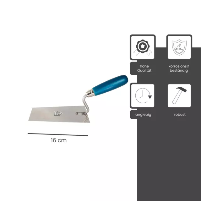 Truelle de plâtrier et de maçon tyrolienne, inoxydable avec un manche en bois 2