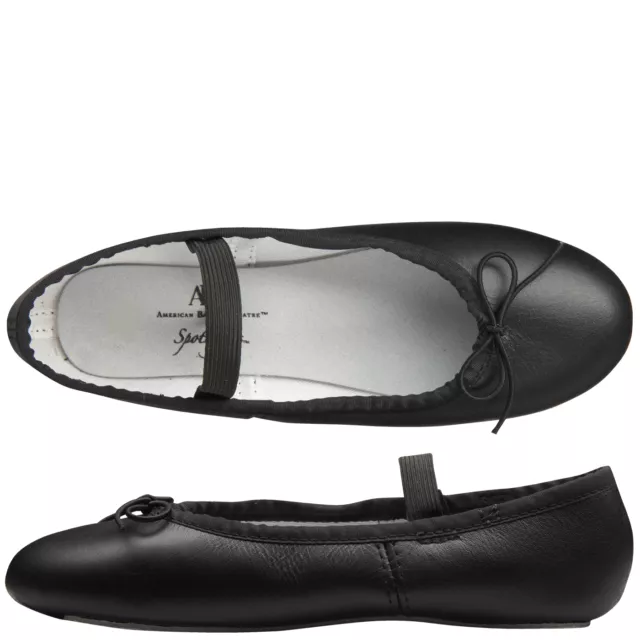 Spotlights Ballet Shoes ABT Womens Choose Size Black Leather Full Sole Dance NIB