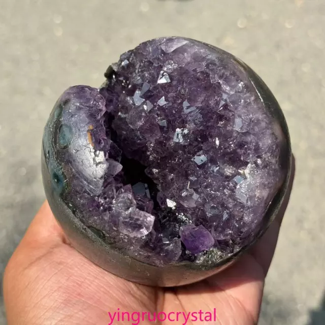 1pc Natural Uruguay Deep Purple Amethyst quartz crystal sphere healing 90mm