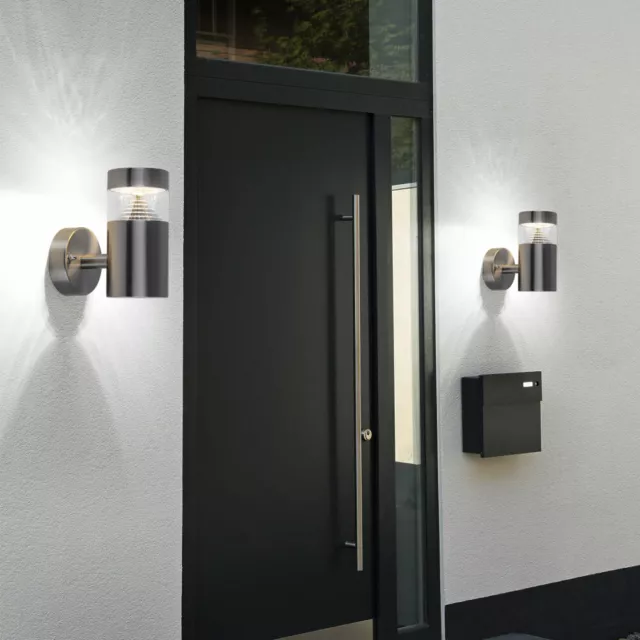 Wandleuchte Außenwandlampe Wandstrahler LED Edelstahl Garten Balkon Fackel 2x