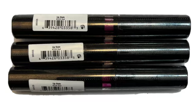 Pack Of 3 MUA Makeup Academy Lip Stain Gloss #336 RED (New/Sealed)