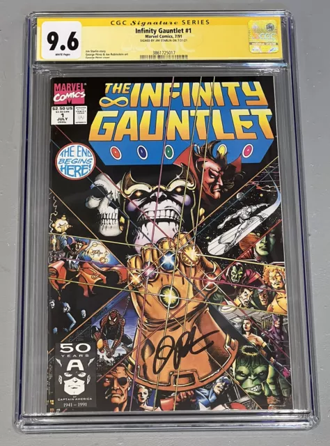 CGC SS 9.6 Infinity Gauntlet #1 Jim Starlin Signed Marvel MCU Thanos Avengers