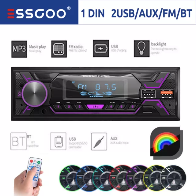 1 DIN Autoradio USB AUX SD MP3 Mit Bluetooth-Freisprecheinrnchtung Fernbedienung