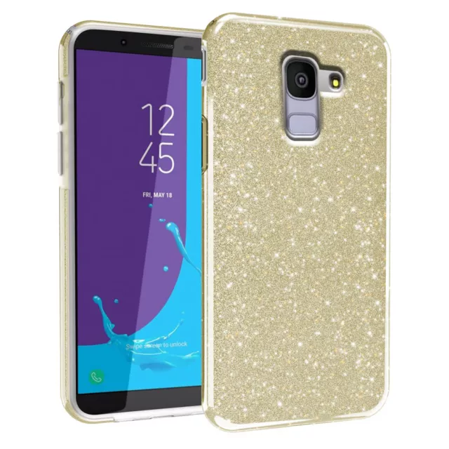 Custodia Brillantini Cover Glitter 3 in 1 per  Samsung Galaxy J6 2018 Oro