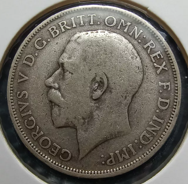 1914 King George V Silver Florin / Two Shilling British Coin