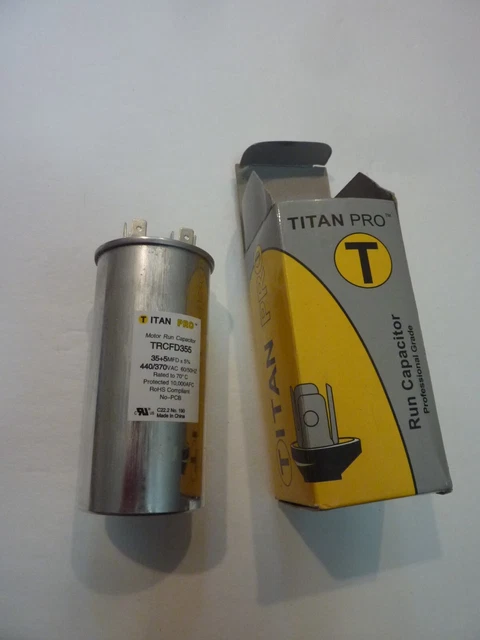 Packard Titan PRO TRCD355 Run Capacitor 35+5 MFD 370 Volt Round
