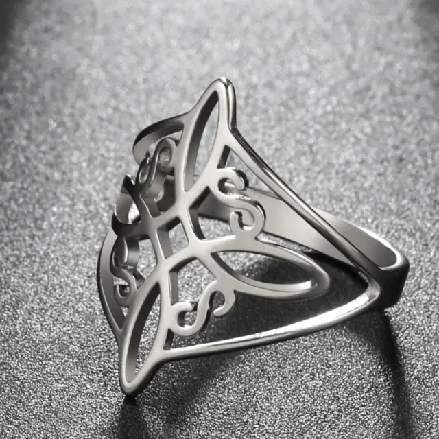 Witch Knot Stainless Steel Ring Wiccan Cross Celtics Knot Women Men Rings Witchc