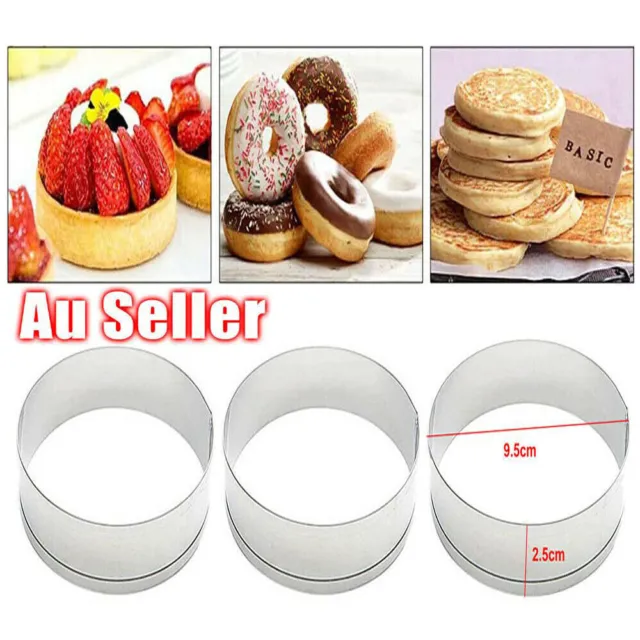 6x Stainless Steel Tart Ring Mousse Rings Cake Mould Pie Plate Round DTY Baking