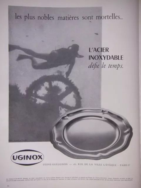 1959 Uginox Stainless Steel Time Defies Advertising - Diver - Advertising