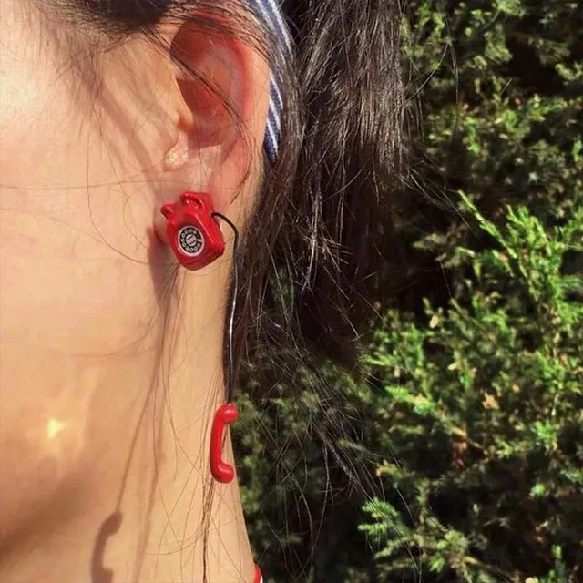 Women Mini Phone Dangle Earrings Resin Charm Drop Earring Aesthetic Jewelry 1Pc