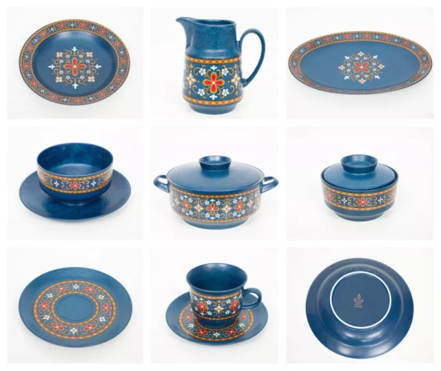 Winterling Bavaria Schwarzenbach Blue Casserole Tea Cup Saucer Plate Platter 60s
