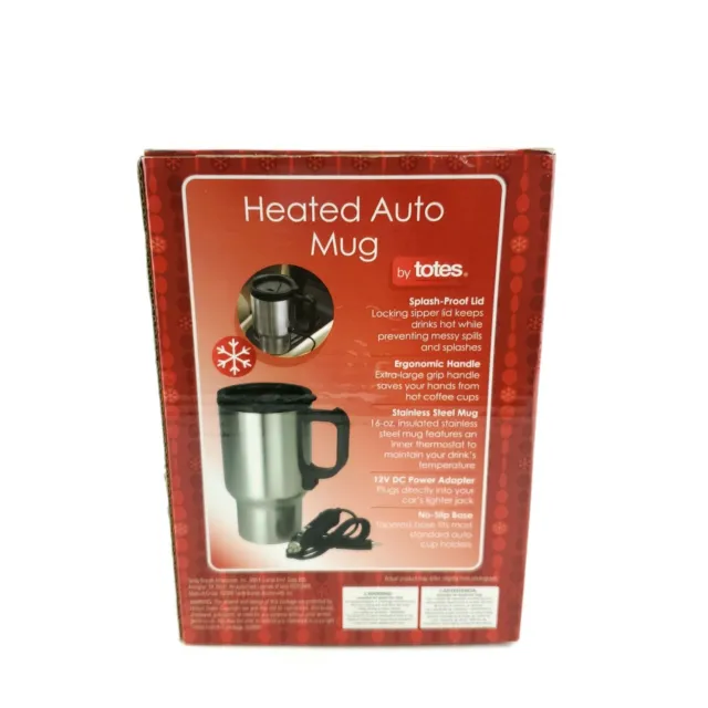 Totes Heated Auto Mug  16oz Insulated Stainless Steel 12DC Power A/C USA Seller
