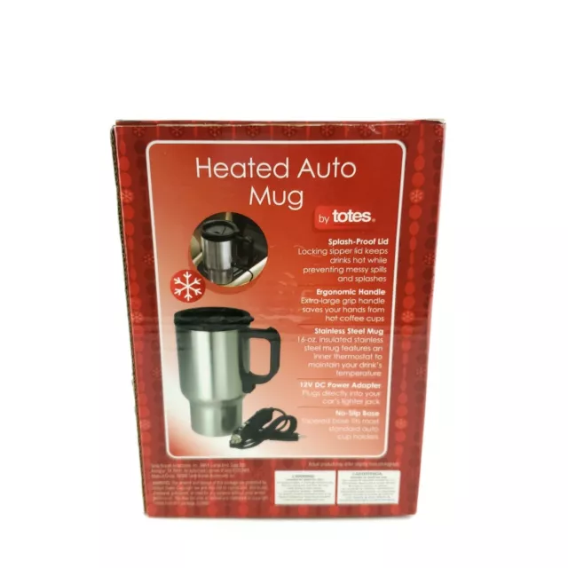 Totes Heated Auto Mug  16oz Insulated Stainless Steel 12DC Power A/C USA Seller