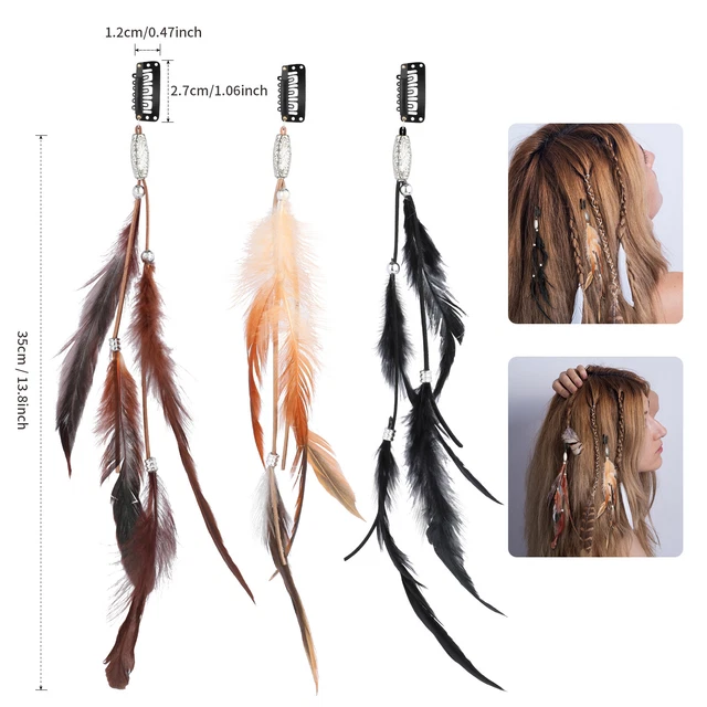 Feather Headband Headdress Tribal Hair Ropes Headpieces Hippie Party Hairclips