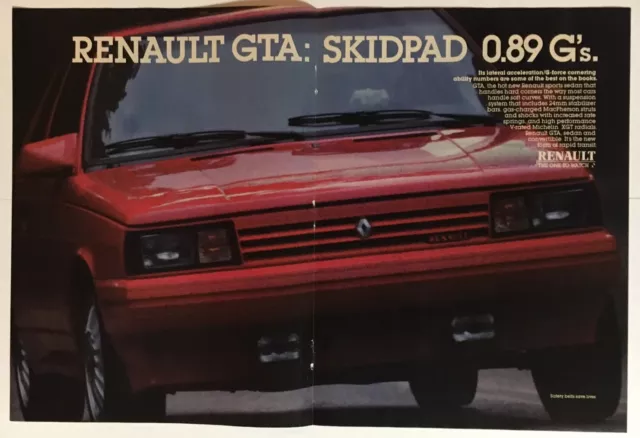 1987 Renault GTA Vintage Print Ad 16x11 Inches Wall Decor