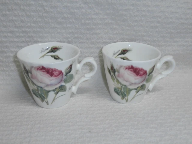 2 Tasses A Cafe  En Porcelaine Anglaise  Roy Kirkham Decor De Roses