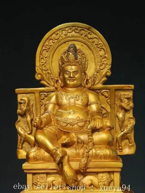 10.6'' OLD TIBET Buddhism Bronze Gilt Yellow Jambhala Wealth God Buddha ...