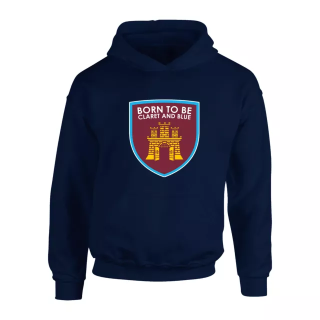 Childrens W Ham Born To Be Claret & Blue Large Crest Hoodie Fanmade Merchandise