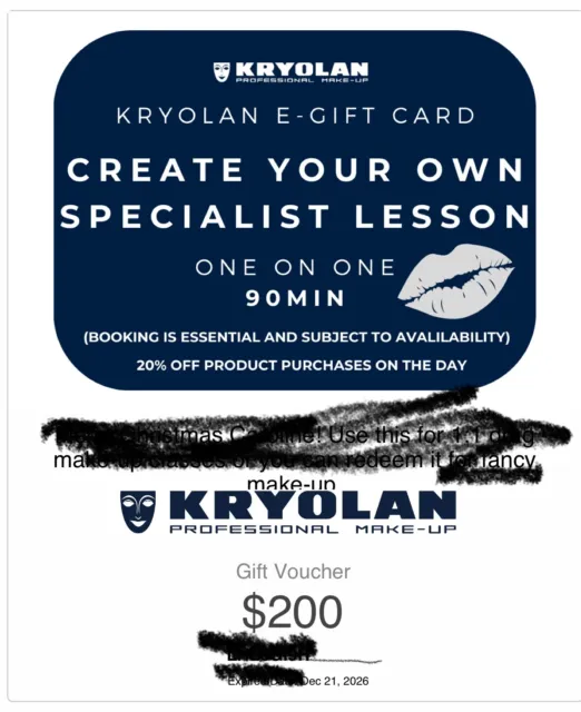 $200 Kryolan Australia (Professional Makeup) Voucher