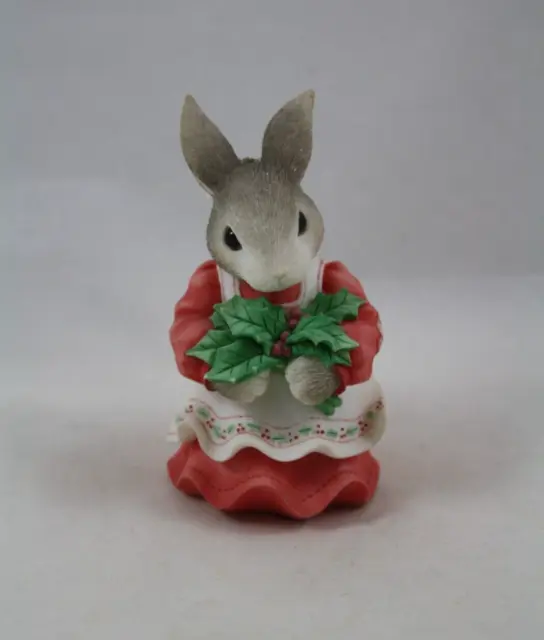Enesco My Blushing Bunnies Have A Berry Happy Holly Day Rabbit Figurine