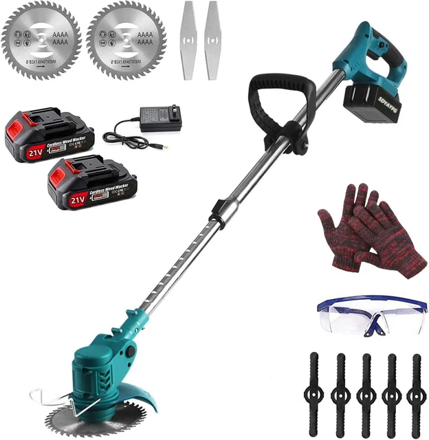 Lama 6 Pollici Decespugliatore Elettrico 68VF Con 2 Batterie - Tagliaerba 3 In 1 Attrezzo Giardinaggio Lama 6 Pollici