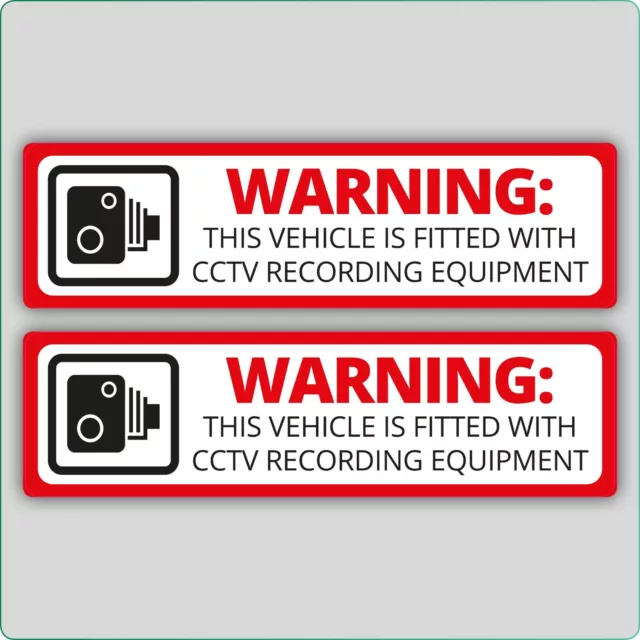 2 x WARNING THIS VEHICLE IS FITTED WITH CCTV RECORDING EQUIPMENT STICKER