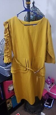 NWT Liza Luxe Womens Size large Orange Print A-Line polyester Dress