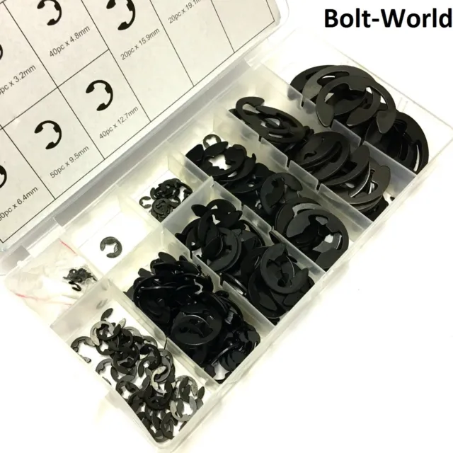 300PC E-CLIPS SNAP RING E CLIP CIRCLIPS RETAINING BIT KIT 1.6mm to 22.2mm