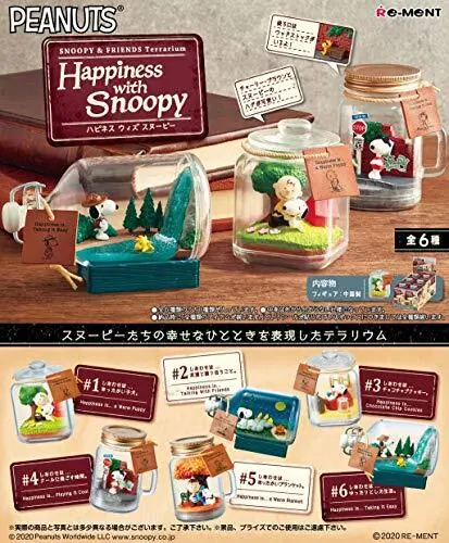 Re-ment SNOOPY & FRIENDS Terrarium Happiness with Snoopy BOX 6 pieces NEW