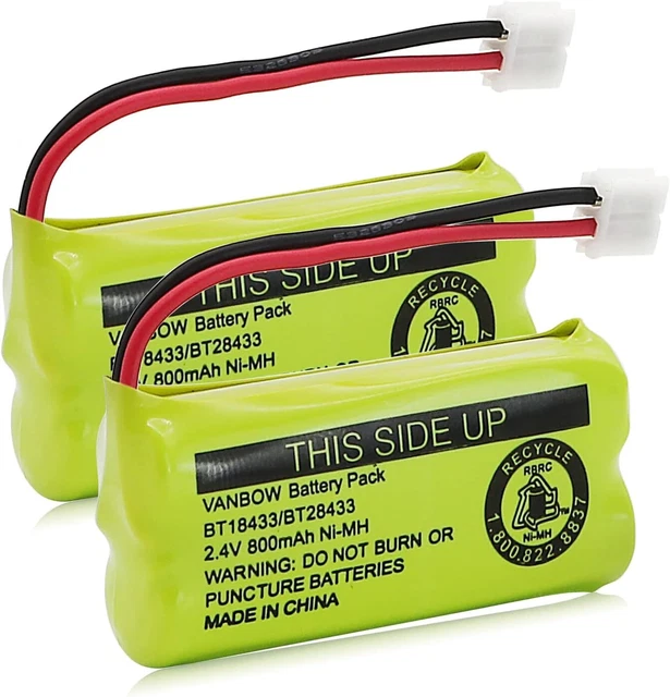 BT18433/BT28433 2.4V 800mAh Ni-MH Cordless Phone Battery 2 PACK