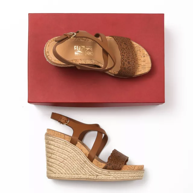 Salvatore Ferragamo Gioela Espadrille Wedge Sandals - Size 10 B