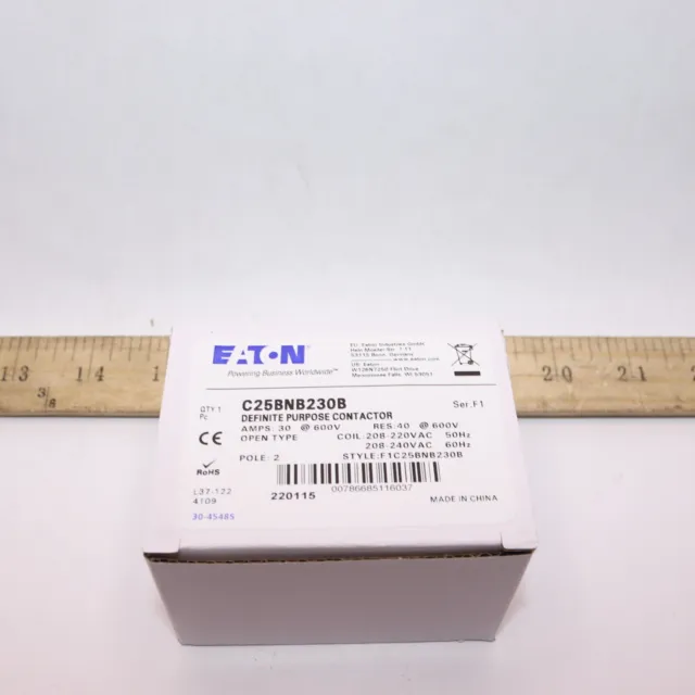 Eaton Compact Definite Purpose Contactor 30A 240VAC C25BNB230B