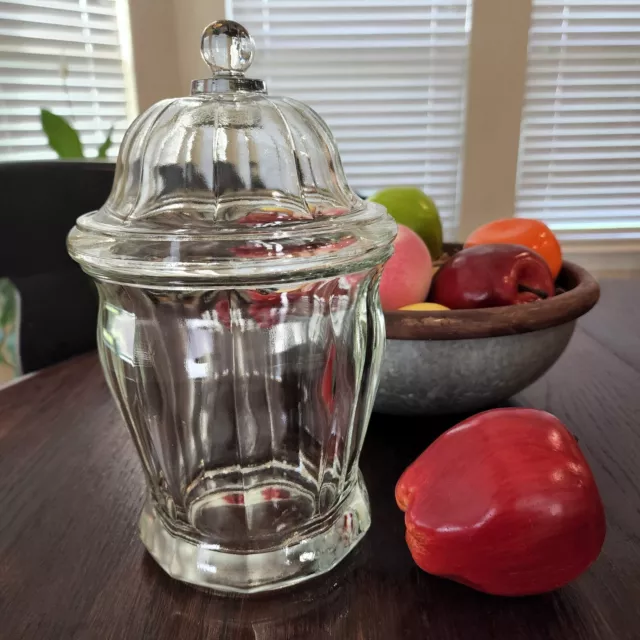 VTG Heavy Paneled Glass Apothecary General Store Candy Display Jar Dome Lid