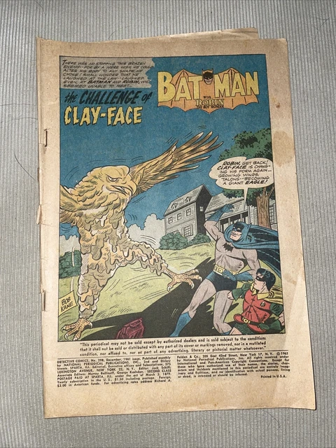Detective Comics #298 1St App 2Nd Clayface Dc Comics Coverless