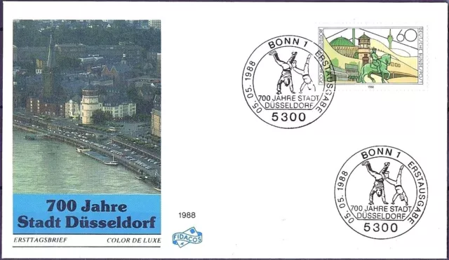 BRD 1988: Düsseldorf 700 Jahre! FIDACOS FDC Nr. 1369 mit Bonner Stempeln! 1904