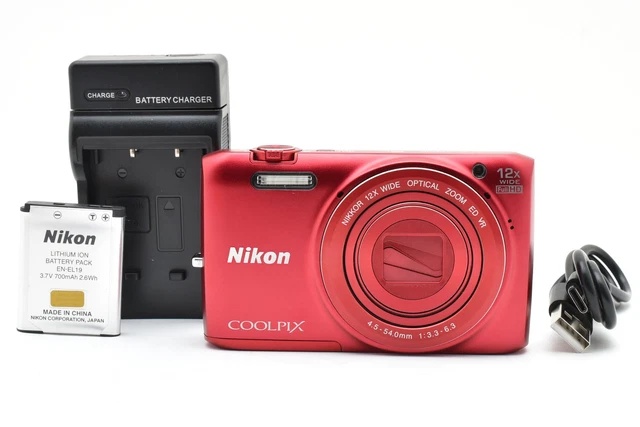 NEAR MINT+++] NIKON COOLPIX S6800 Red 16.0MP 12x Compact