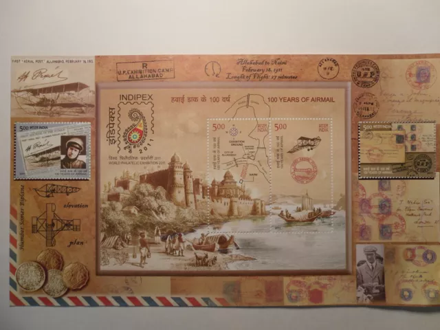 India  Stamps - Big Souvenir Sheet: " 100 Years Of Airmail " - Indipex 2011