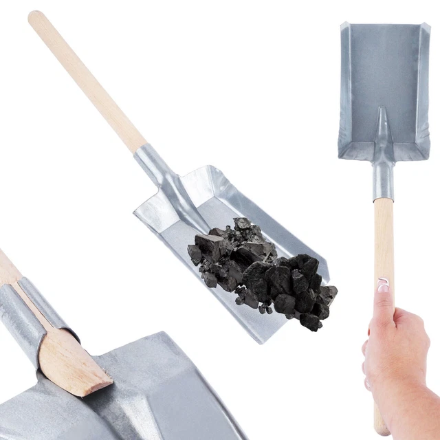 Pelle à Charbon Novaliv - Cuillère à Cendres Avec Manche En Bois, Idéale Cheminée Et Barbecue, Noir