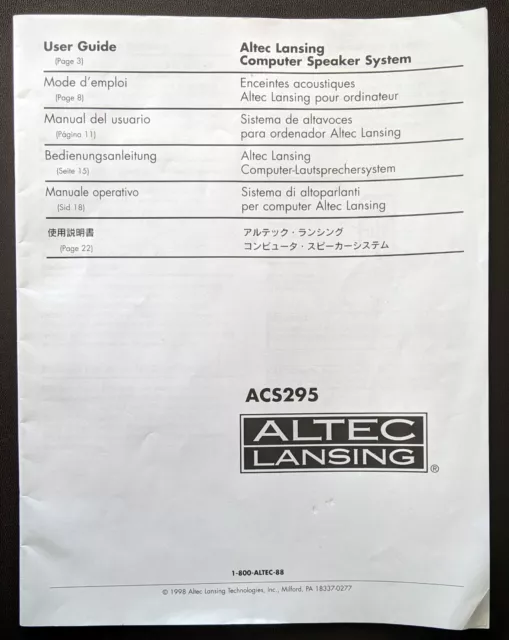 User Guide Manual Altec Lansing ACS295