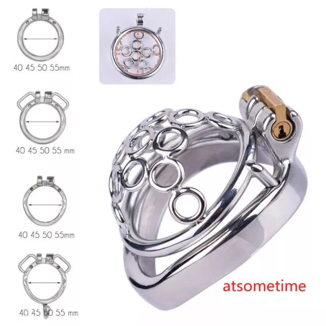 SISSY WELDED CIRCLES Chastity Cage Bondage Belt Couple Stainless Steel ...