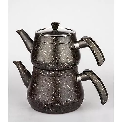 Turkish Teapot Set - Aluminium Casting Bio Granite, Double Pots 2.30lt & 1.20lt