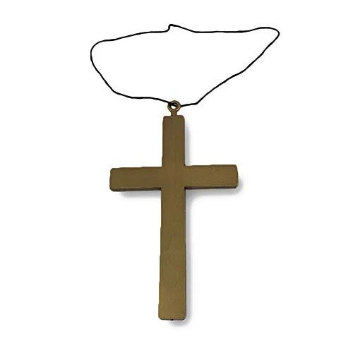 Giant Gold Plastic Monk Priest Cross Crucifix